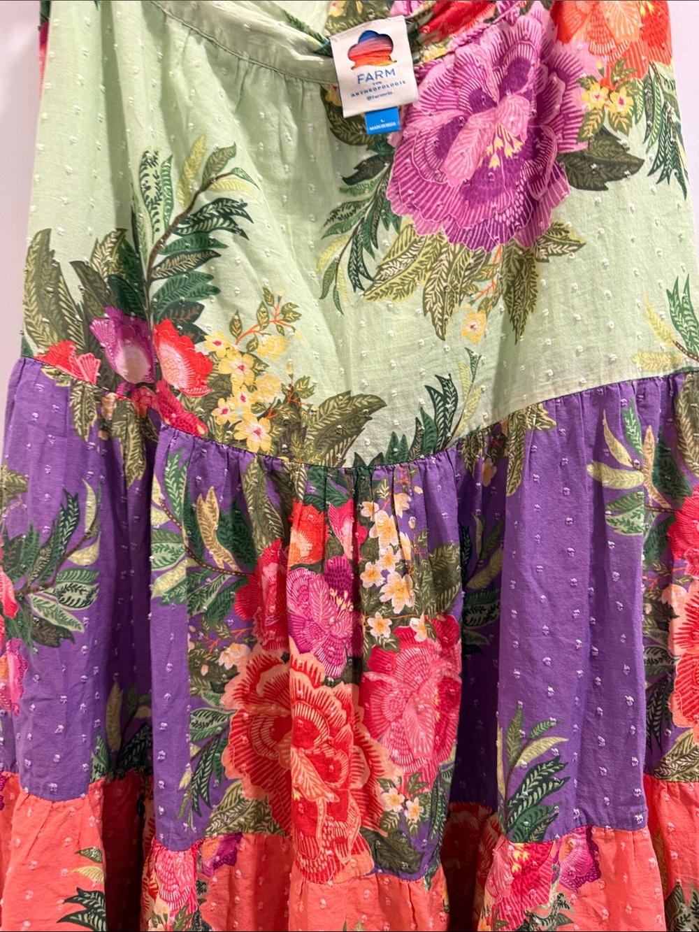 FARM Rio Boho Tiered Floral Maxi Skirt in Pastel Patchwork - Picture 3 of 6